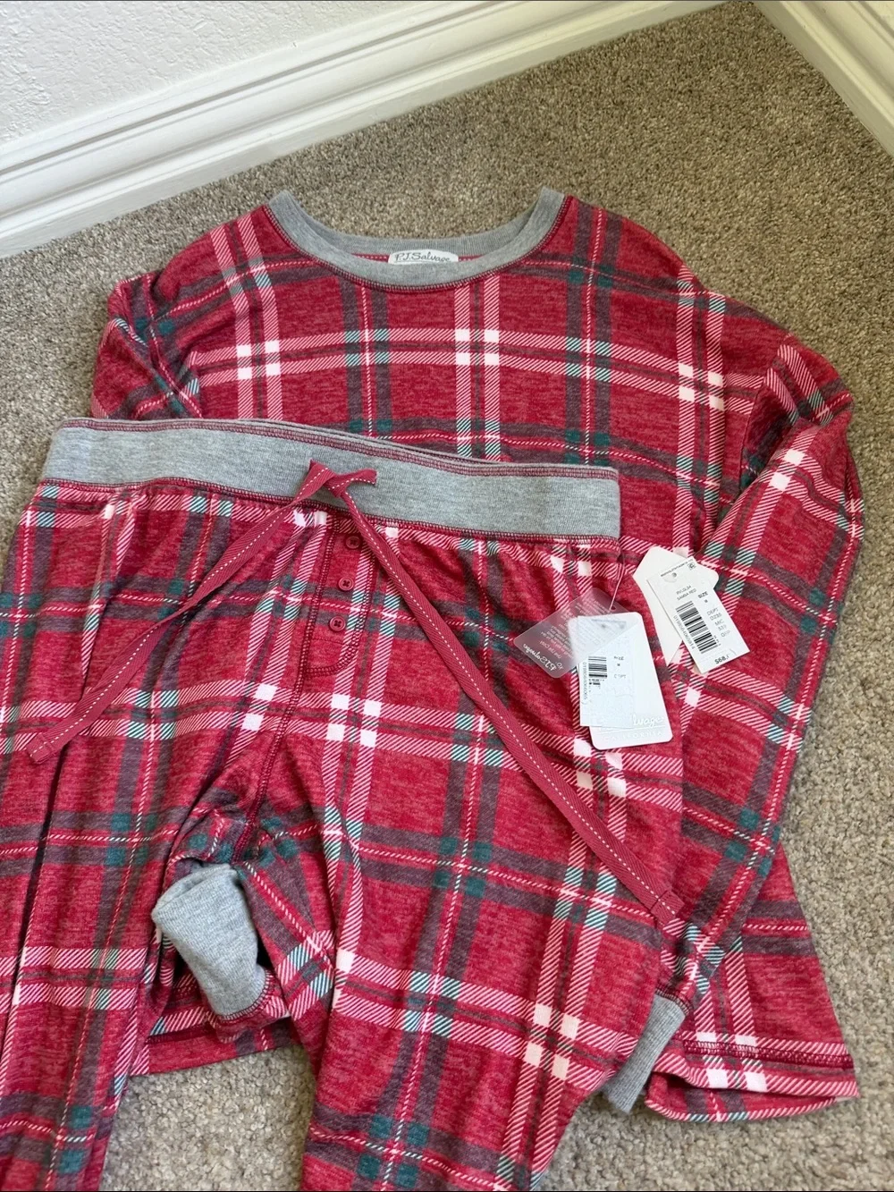 PJ Salvage Lets Get Toasty Samba Red Plaid Pajama Set NWT